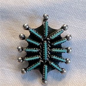 Native American Sterling Silver and Turquoise Pendant